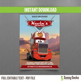 Cars Mack Birthday Invitation